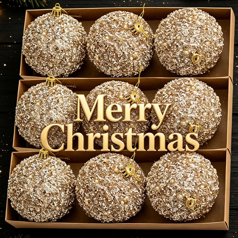Bolas de Natal Douradas com Glitter (6-30 peças) de 6cm para Pendurar na Árvore de Natal, Pingentes Brilhantes para Decoração de Festa de Ano Novo