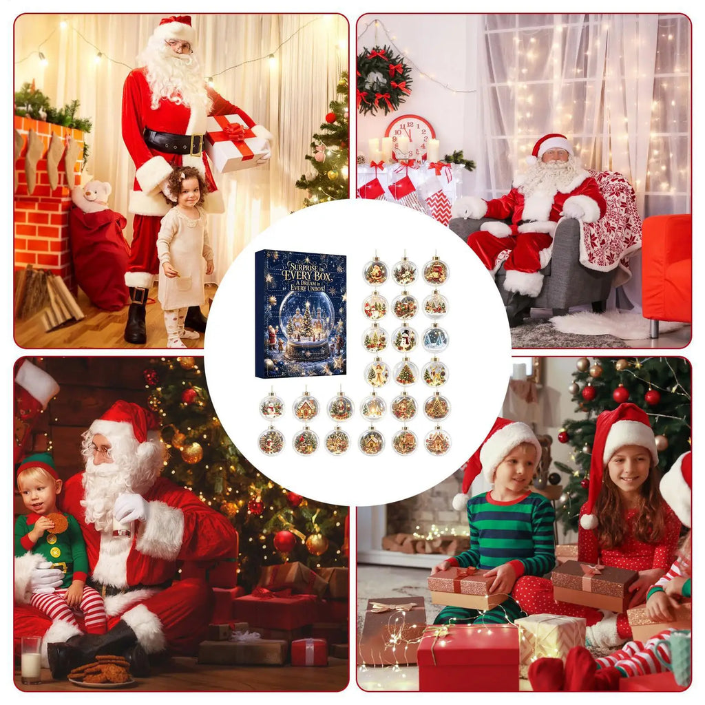 Calendário de contagem regressiva para o Natal, com motivos de paisagem nevada, enfeites reutilizáveis, modelo clássico de 24 dias, enfeites de acrílico planos para guardar como lembrança, ideal para proprietários de ca