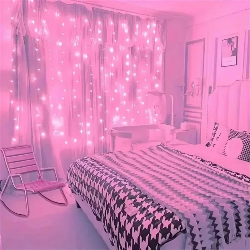 Decoração de Natal para Casa 2026, Cortina de Luzes LED de Fada, Fio de Luzes a Pilha para Quarto, Casamento, Festa e Decoração de Ano Novo