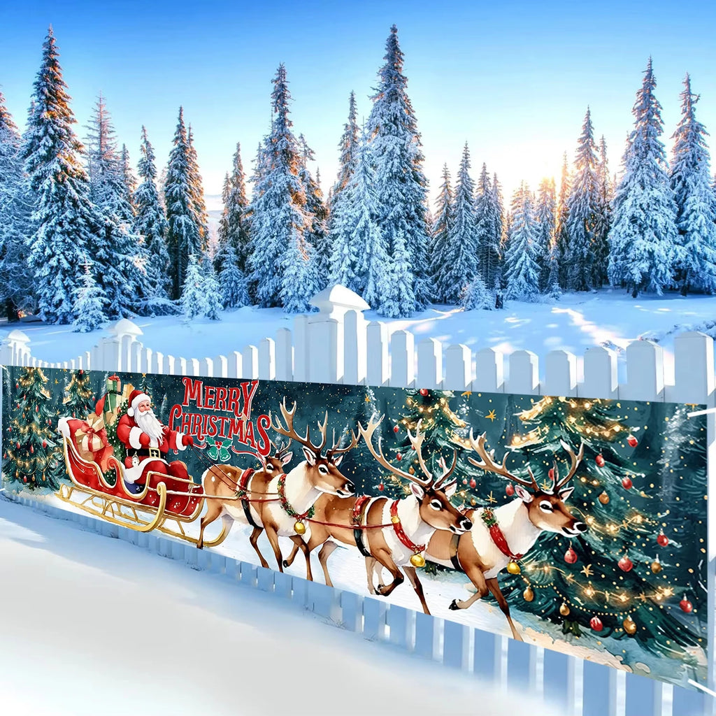 Banner de Feliz Natal Decoração de Festa de Natal Lembrancinha para Crianças Banner do Papai Noel 2025 Presente de Natal 2026