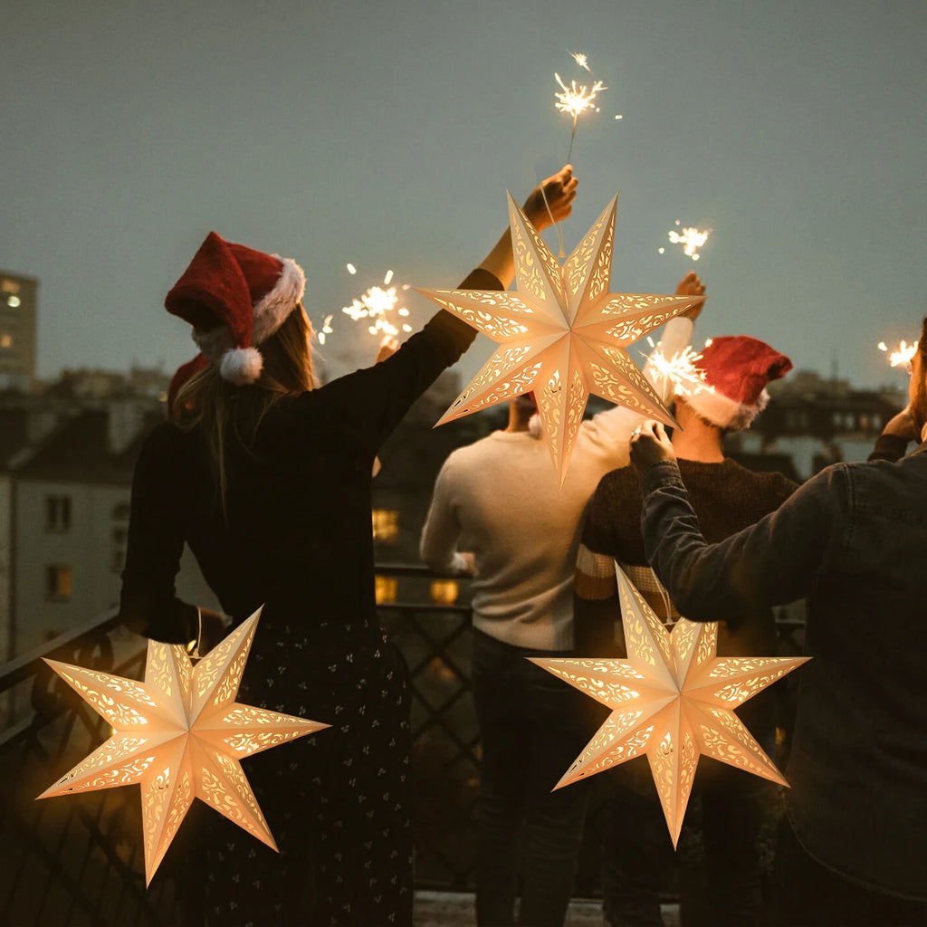 Estrela oca pendurado pingentes ramadan decoração 2024 para casa navidad natal noel presentes enfeites de natal ano novo 2024