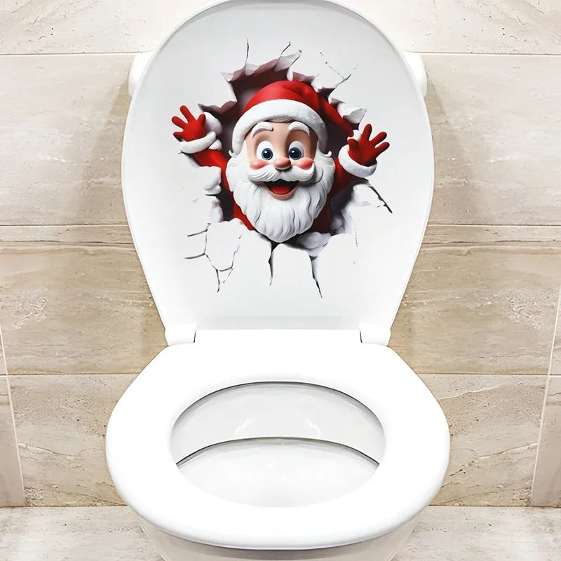 Natal boneco de neve adesivo higiênico feliz natal festa decoração 2025 natal decoração do banheiro navidad natal presente de ano novo 2026