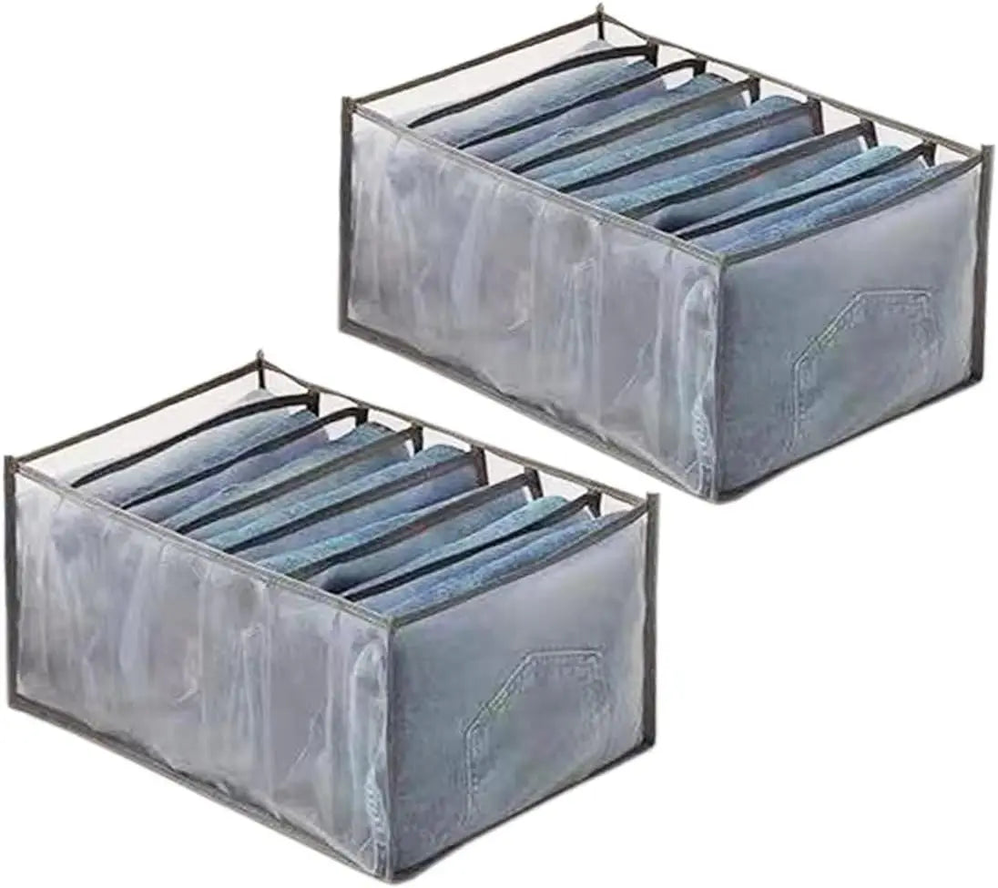 Organizador de Roupas para Armário, 7 Compartimentos, Organizador de Armário Portátil Lavável, Caixa de Armazenamento com Separação em Malha, Organizador de Gavetas Dobrável