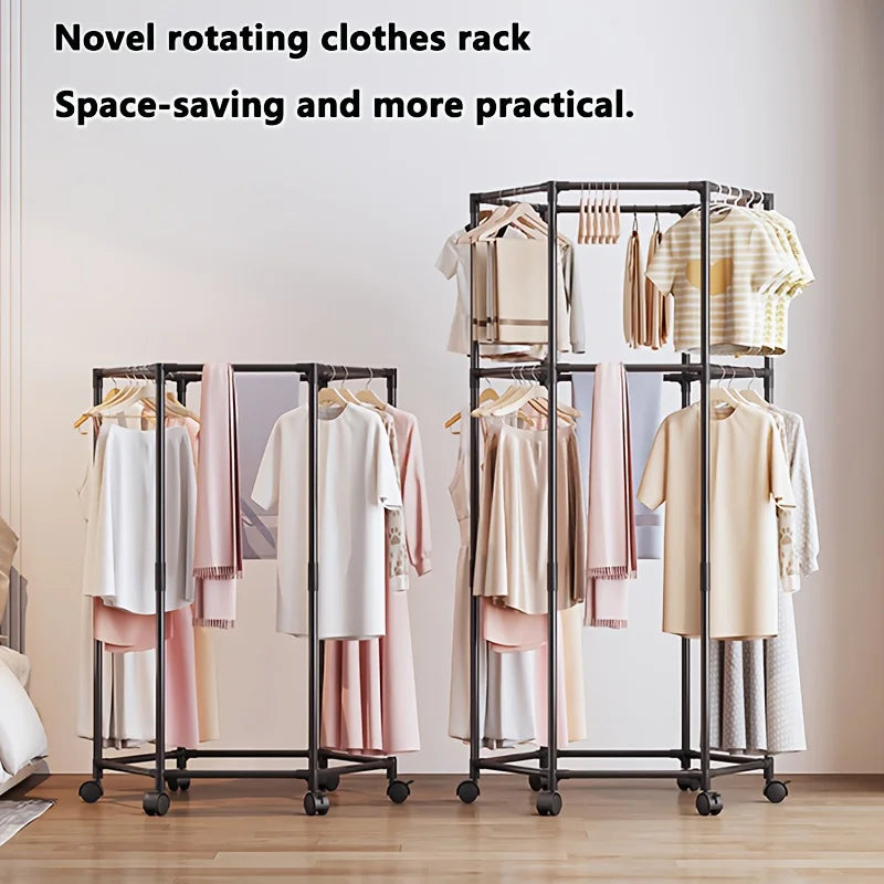Cabides, rack de secagem de roupas com rodas, varal que economiza espaço para casa, construção de metal resistente, para varanda, sala de estar