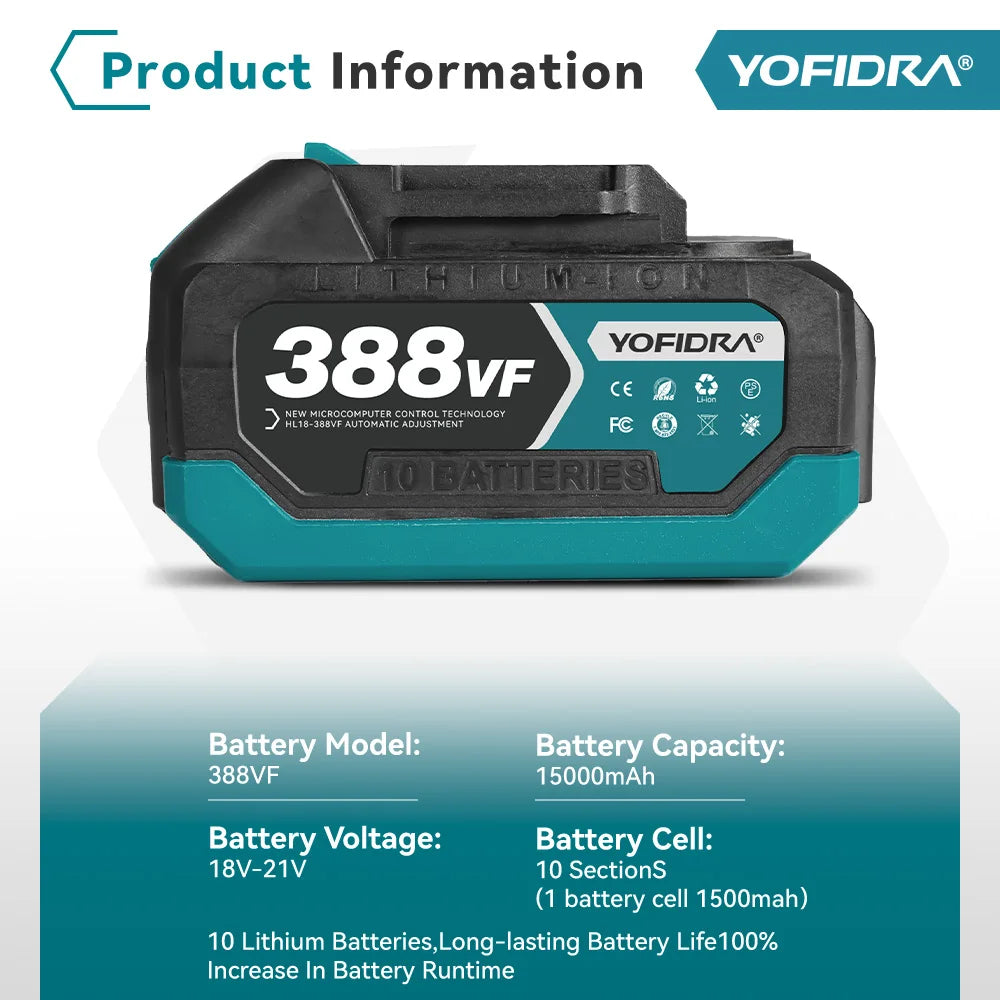 Yofidar 12 Polegada pólo telescópico sem escova motosserra elétrica jardim carpintaria poda serra para makita 18-21v bateria pino
