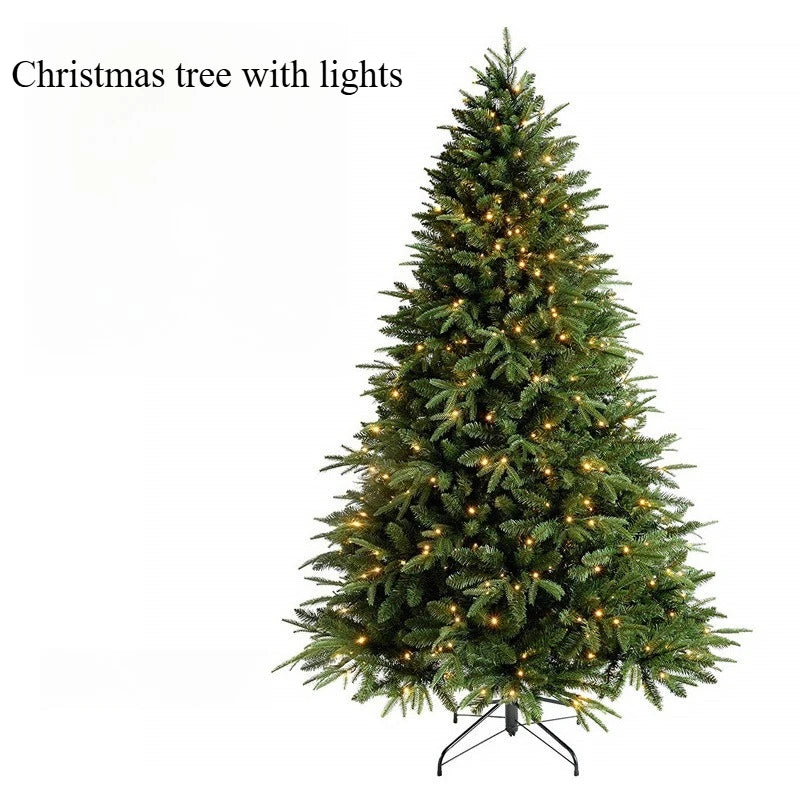 Árvore de Natal mista de PE de alta qualidade para decoração de Natal 2026, ramos densos com luzes, árvore de Natal