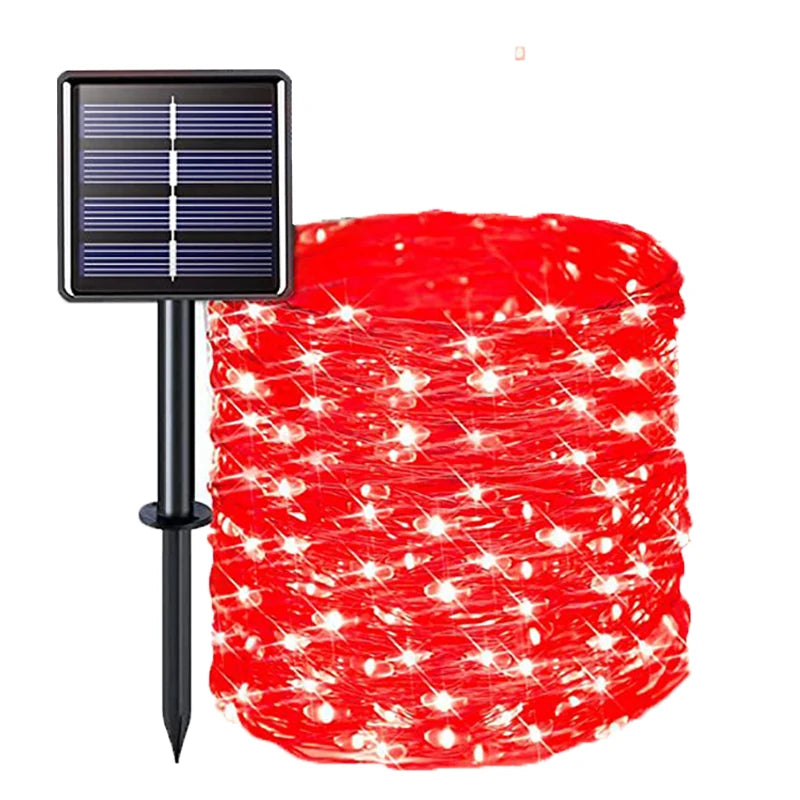 Decorações para Árvore de Natal, Luzes de Cordão Solares para Jardim Externo, Luzes de Fio de Cobre LED para Festas em Casa, Casamentos, Ano Novo 2027