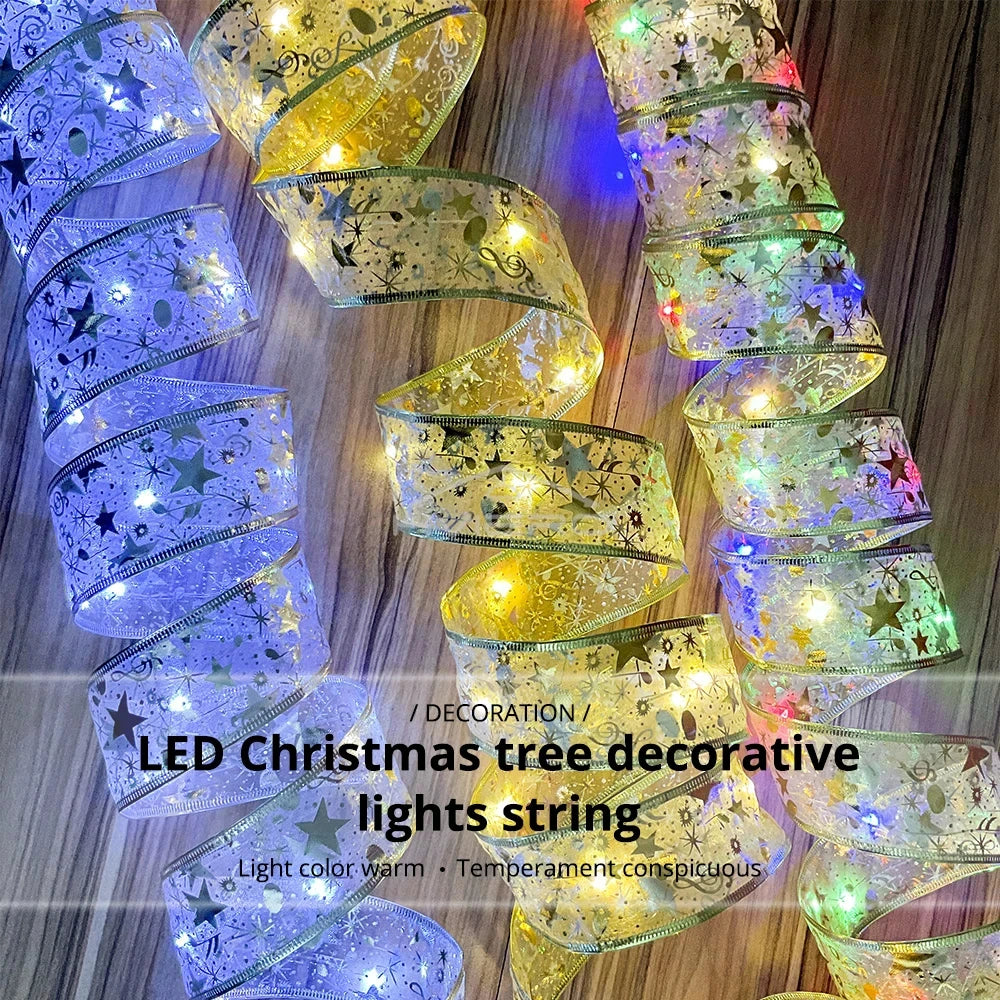 Fita fada discoteca luz árvore de natal branco quente decoração atmosfera ouro ano novo para festa buquê diy arco corda lâmpada