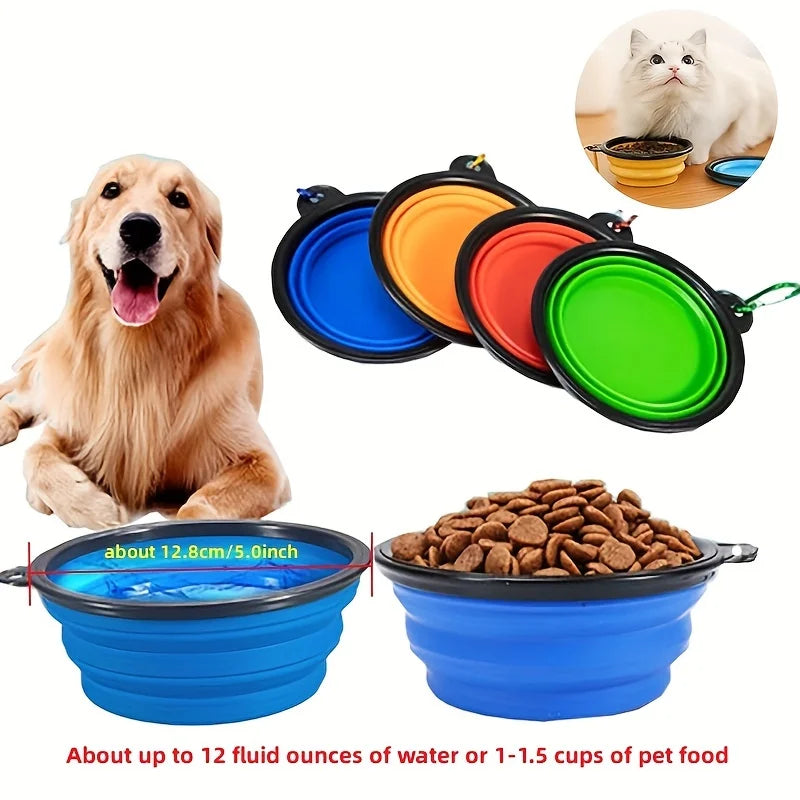 Tigela de comida para animais de estimação portátil durável tpr tigela de comida para cães e gatos tigela dobrável de silicone portátil viagem ao ar livre tigela de comida de água