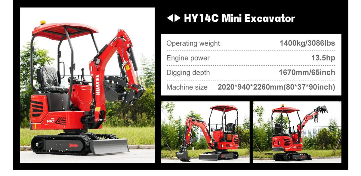 Mini Escavadeira de Nível Profissional — Equipada com Cabine Deluxe e Motor Diesel Kubota. Envio dos EUA. Personalizável. - Kasa & Pet