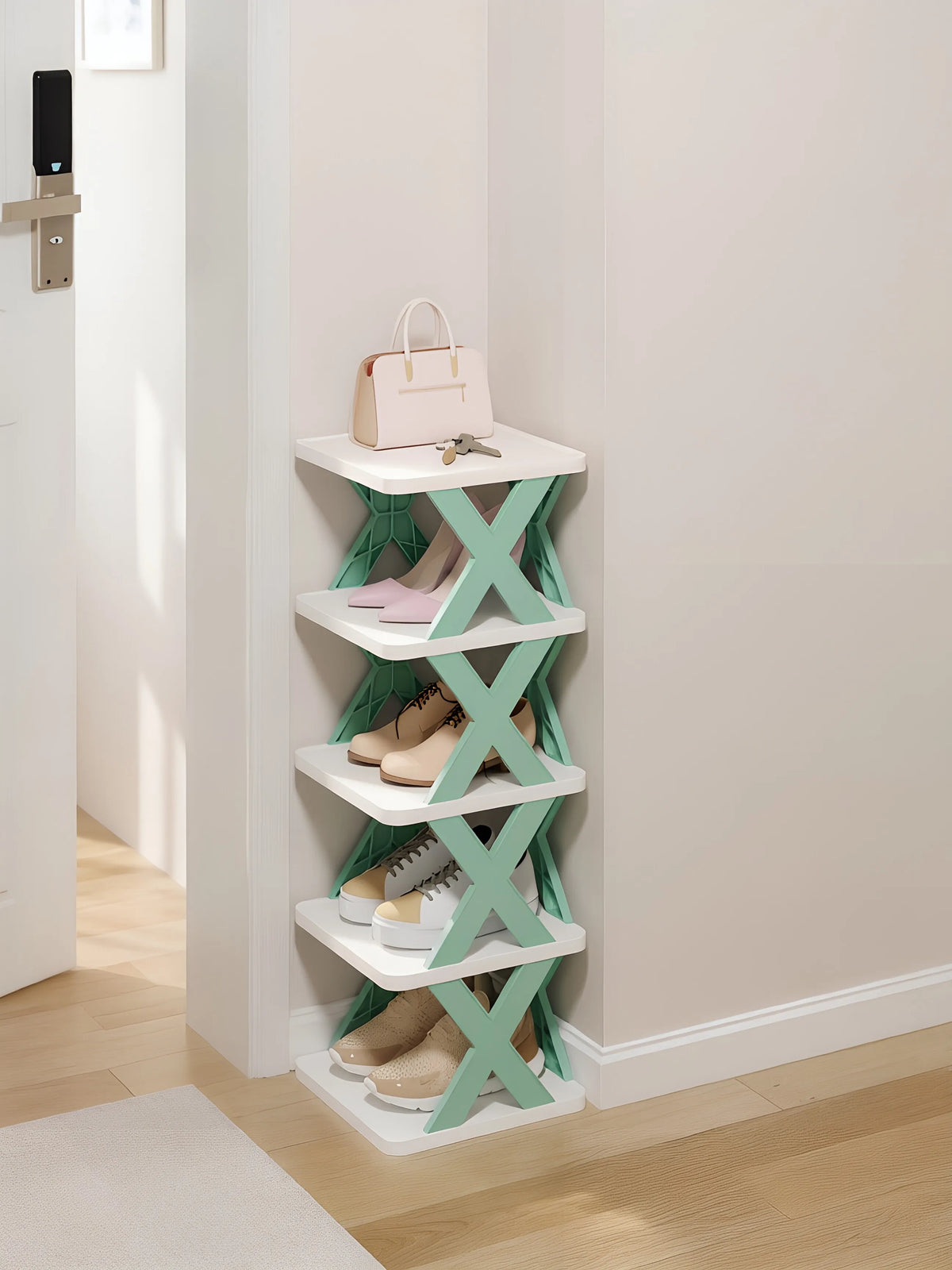 Sapateira Simples e Estreita de Várias Camadas para Entrada de Casa, Armazenamento Interno, Armário de Sapatos para Dormitório