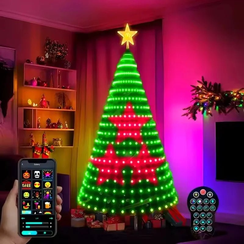 Luzes LED para Árvore de Natal 400 LEDs, Luzes de Cordão LED RGB Inteligentes, Decoração de Férias para Árvore Interna e Externa, Controle por APP/Remoto