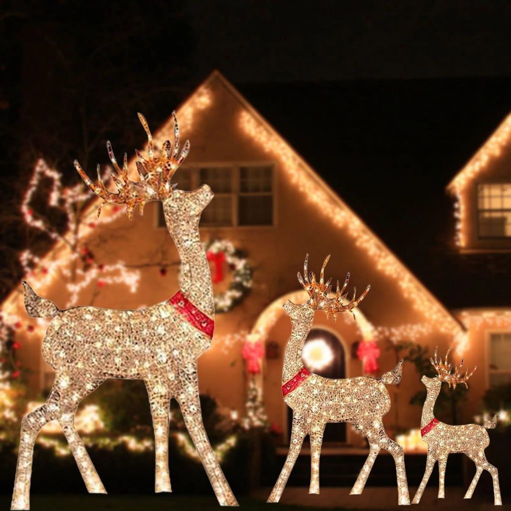 Natal iluminado veados decoração luz led rena elk esculturas luminosas jardim gramado ao ar livre quintal natal gota ornamentos