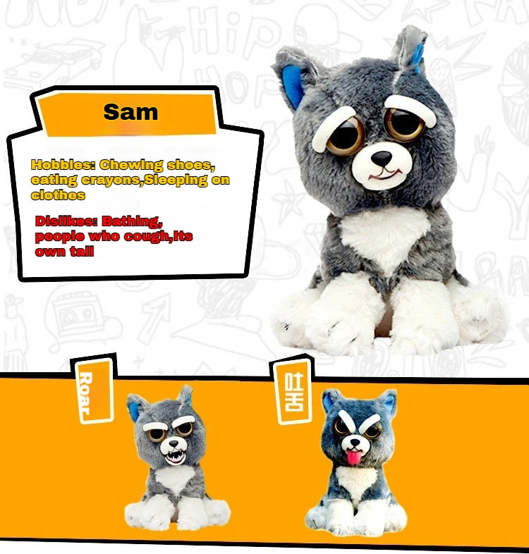 Boneco de Animal de Tamanho Médio Feisty Pets, Panda com Rosto Intercambiável, Brinquedo Interativo para Crianças
