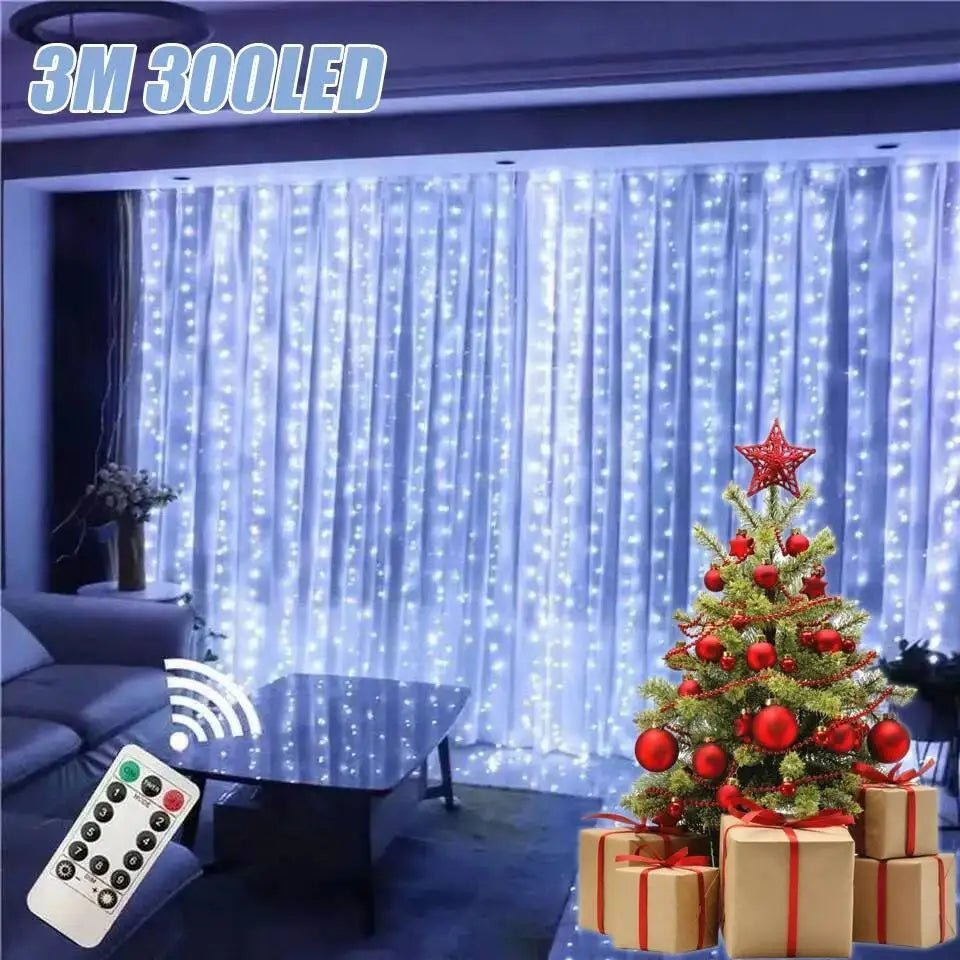 Cortina de natal led luzes da corda guirlanda festival 8 modos usb controle remoto feriado casamento luzes fadas para decoração do quarto