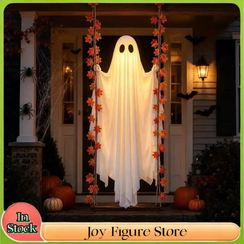 Decorações de Halloween para Exterior, Fantasmas Luminosos Pendurados com Luzes de Cordão, Ornamento de Fantasma Brilhante para Jardim