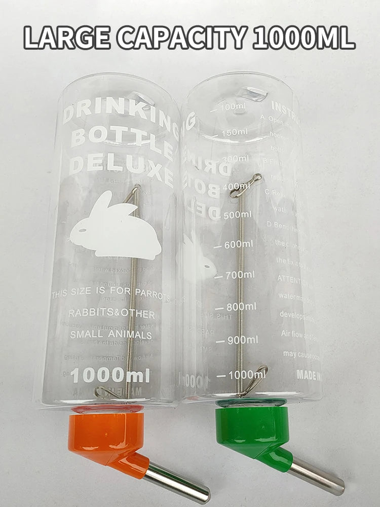 1000ml cor aleatória pequenos animais bebedor auto beber garrafa de água pendurável para coelho cobaia papagaio coelho alimentador