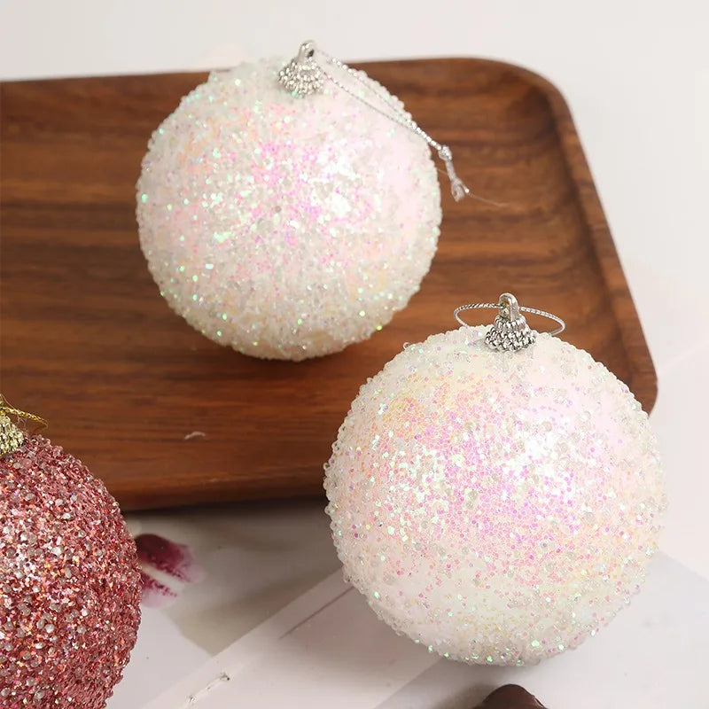 6/30 pçs glitter champanhe branco vermelho bolas de natal ornamentos espumante árvore de natal pendurado bola pingentes decoração de festa de ano novo
