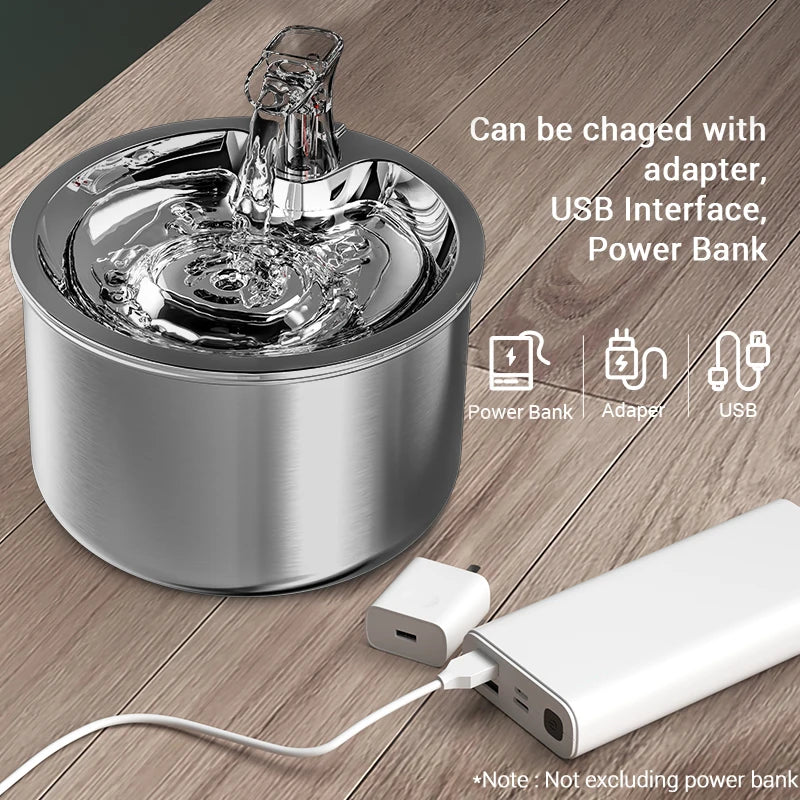 ROJECO Stainless Steel Pet Water Fountain Automatic Water Dispenser For Cats Smart Drinking Fountain With Filters Dogs Drinkers