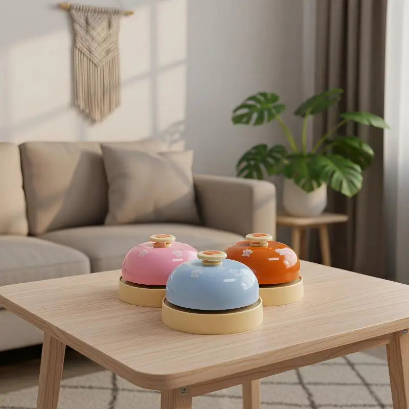 Campainha de Treinamento para Animais de Estimação com Padrão de Patinhas Adorável, Base Antiderrapante para Treinamento de Filhotes e Gatinhos, Alerta de Alimentação, Suprimentos para Animais de Estimação