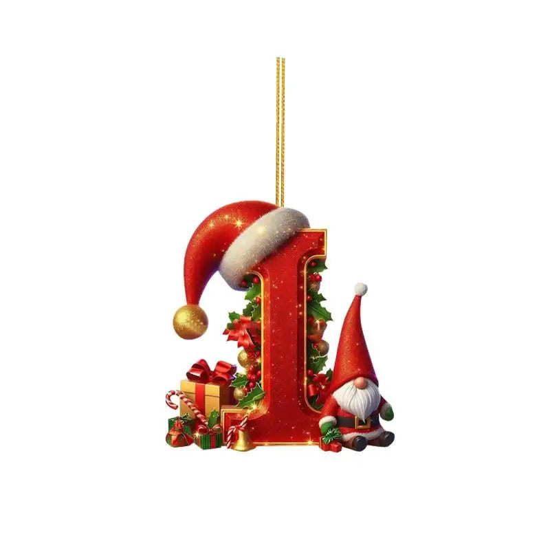 Enfeite de Natal com 26 letras, pingente plano para pendurar, ornamento personalizado, decoração festiva para árvore de Natal, presente para festas de fim de ano.