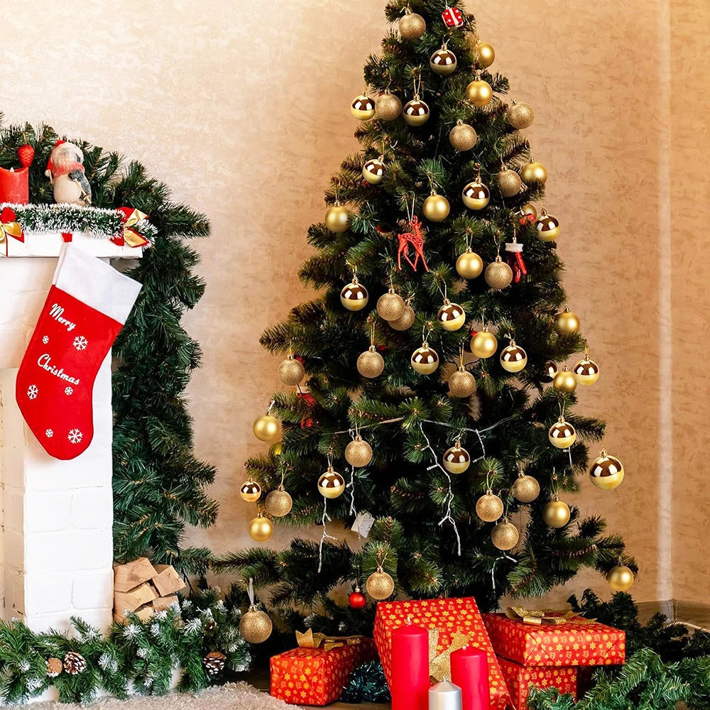 24 pçs 3cm enfeites de bola de natal vermelho azul rosa glitter ouro bola de natal pingentes árvore de natal pendurado decoração 2026 ano novo