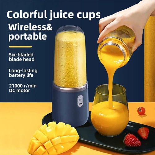 Liquidificador de Frutas Doméstico 400ML, Espremedor Elétrico Portátil, Máquina de Milkshake Multifuncional com 6 Lâminas