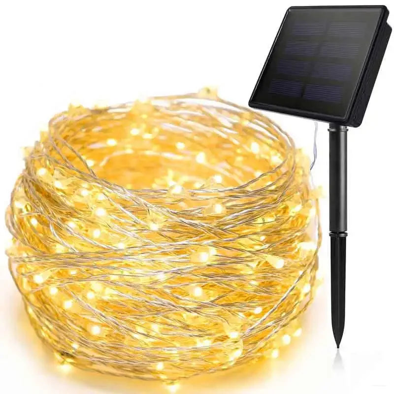 Luz solar led ao ar livre à prova dwaterproof água luzes de fadas corda natal dia das bruxas decoração festão jardim lâmpada led fontes festa