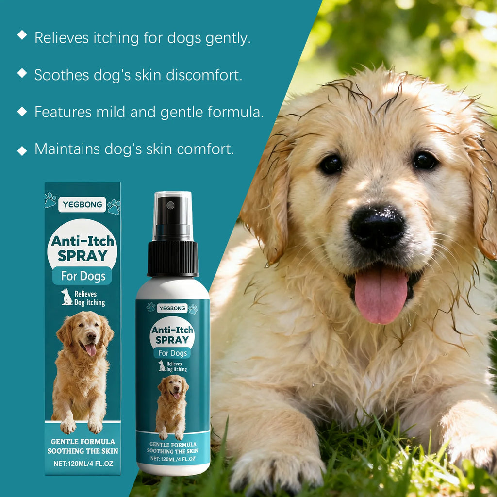 Spray Antipruriginoso para Cães YEGBONG, Spray Suave para Cuidado da Pele, Alivia a Irritação e o Desconforto da Pele do Cão