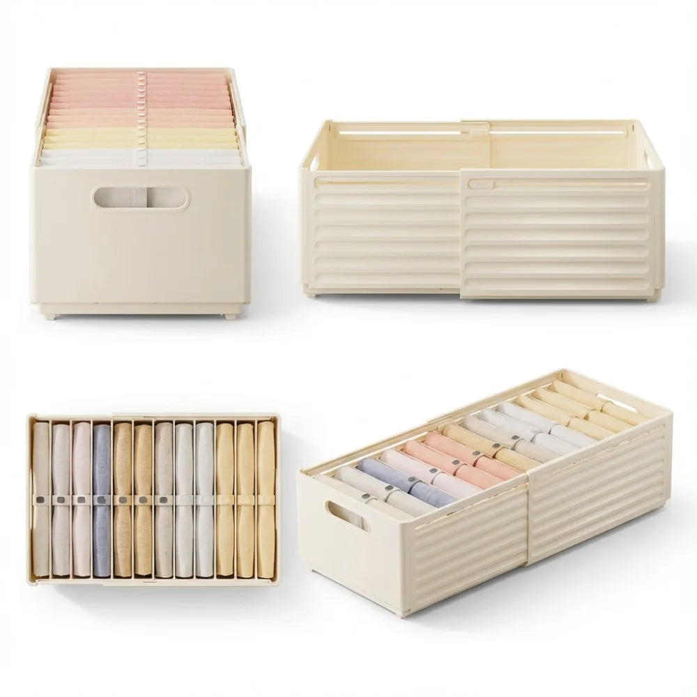 Organizador de Roupas Ajustável em 3 Peças, Organizador de Closet Empilhável, Organizadores de Roupas em Camadas e Classificados