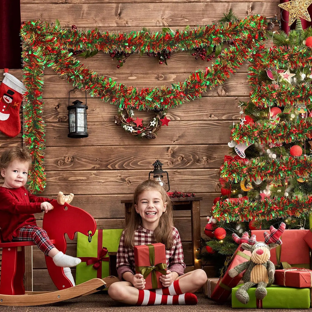 Guirlandas de Natal com Fitas e Laços para Decoração de Balcões, Enfeites para Árvore de Natal, Decoração de Festas e Casa, Adereço Pendente
