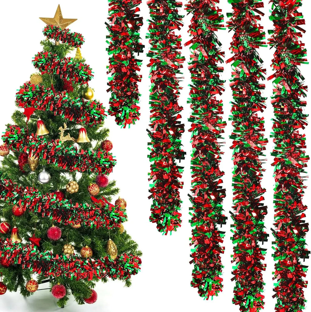 Guirlandas de Natal com Fitas e Laços para Decoração de Balcões, Enfeites para Árvore de Natal, Decoração de Festas e Casa, Adereço Pendente