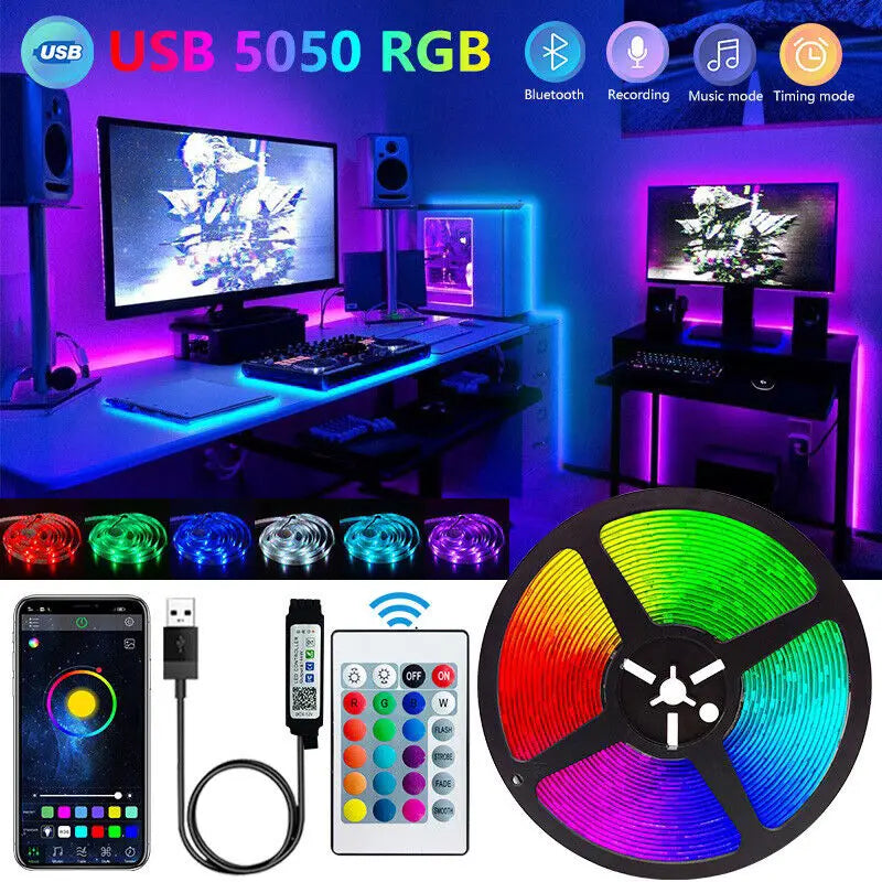 Smart Bluetooth LED Strip Lights, APP Controle Remoto, Fita Flexível, Diodo Lamp Tape, TV Backlights, Sala de jogos, Home Decor, SMD 5050
