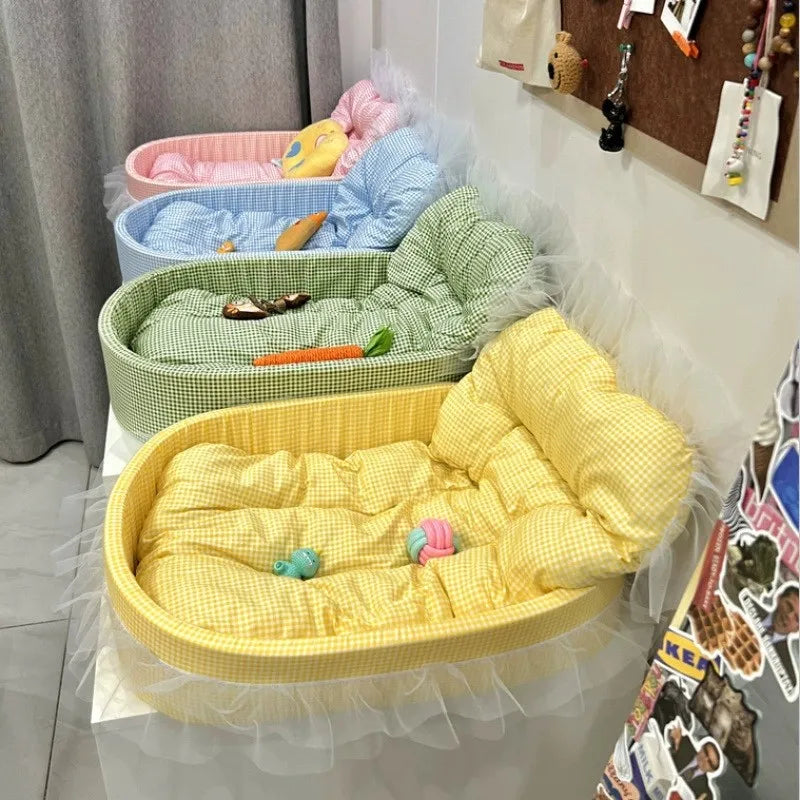 Cama para Gatos Cor Macaron, Casinha para Cães Pequenos, Removível, Lavável, Universal para Quatro Estações, Macia e Quente