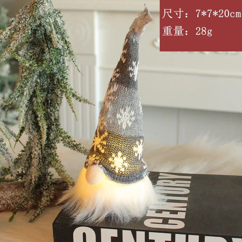 Boneco Gnomo Luminoso de Natal 2026 Sem Rosto Decoração de Casa Feliz Natal Presente de Natal para o Ano Novo