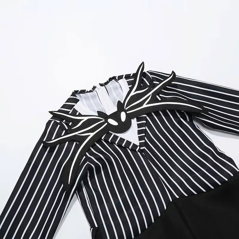 Fantasia infantil de Jack Skellington, fantasia de pesadelo antes do natal, roupa listrada para meninos, conjunto de fantasia para festa de Halloween
