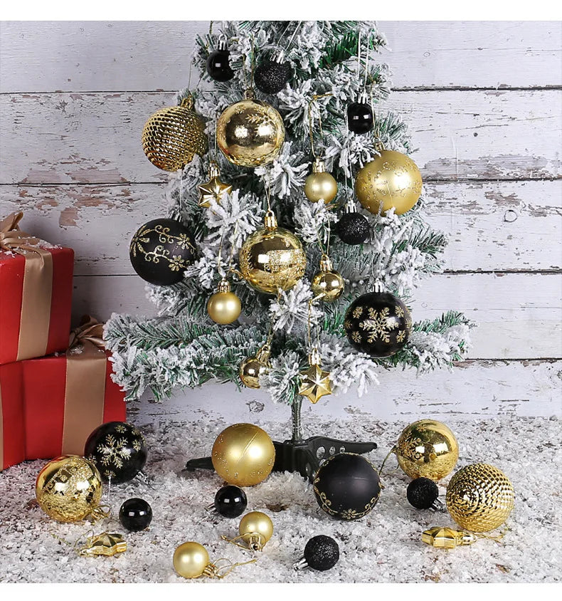 Bola de natal ornamento caixa de presente conjunto sortido azul branco floco de neve rena padrão design feriado festivo árvore pendurado decoração