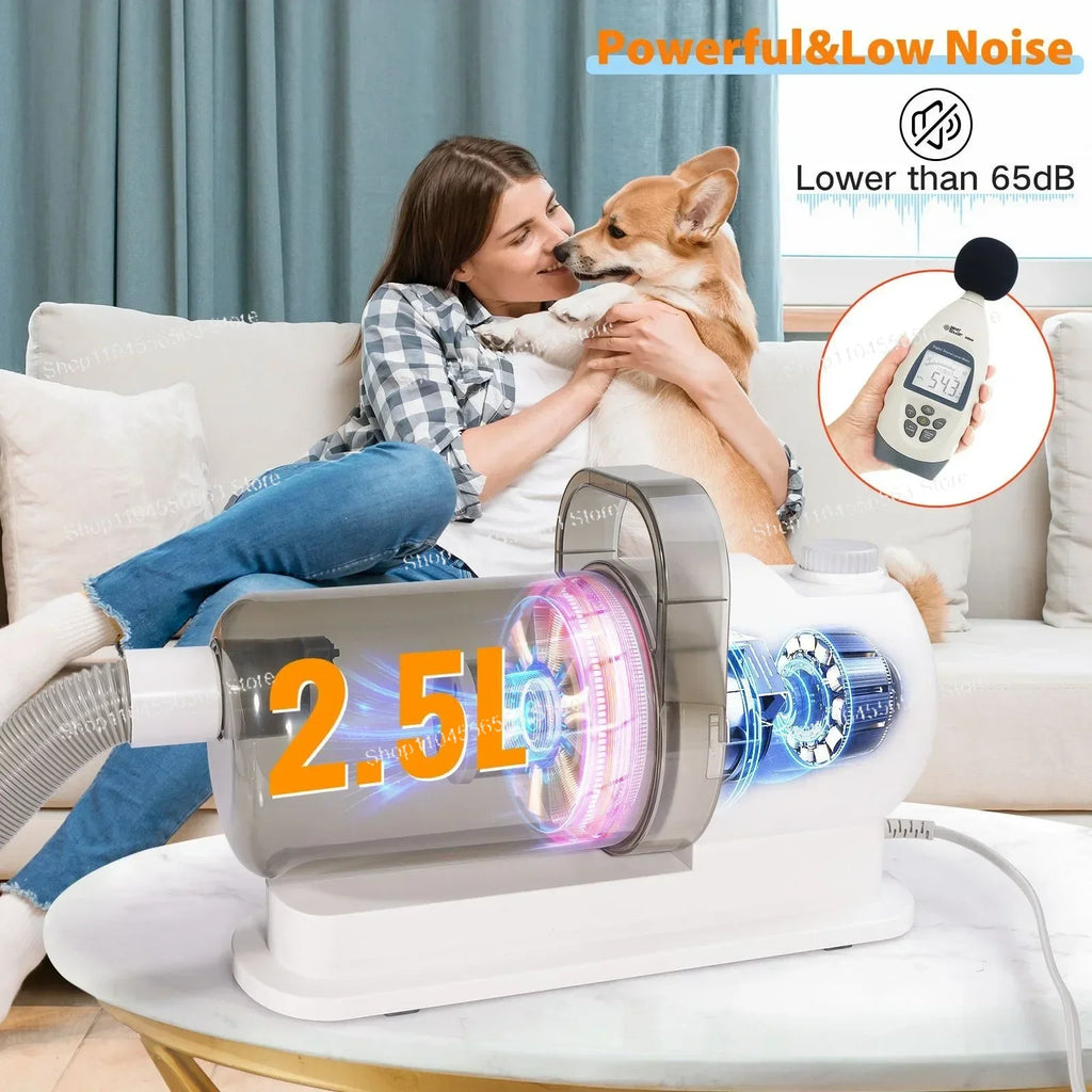 Kit de preparação para animais de estimação 6 em 1 com sucção a vácuo, máquina de cortar cabelo para cães e gatos de cabelos longos/curtos