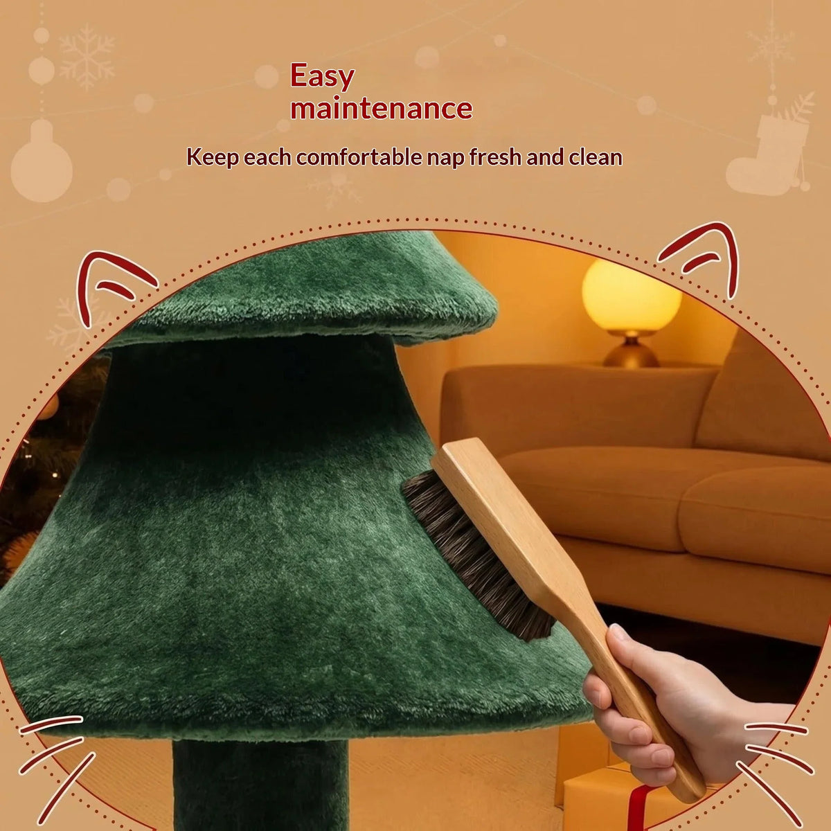 Torre Grande de Árvore de Natal com Cama em Forma de Caverna, Poste Arranhador de Sisal, Brinquedo para Todas as Estações