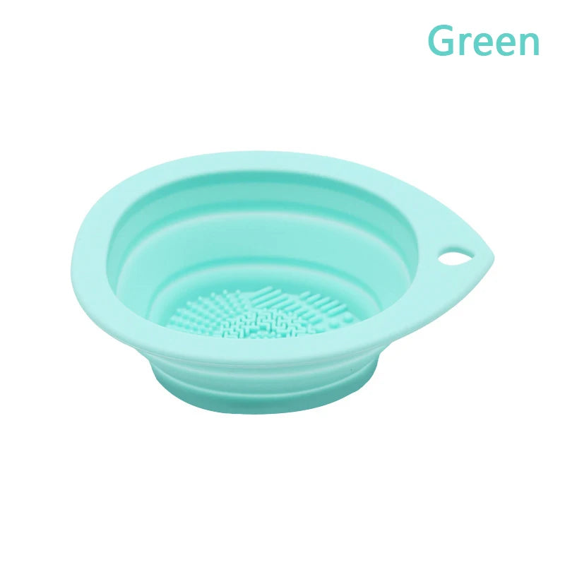 Silicone Makeup Brush Cleaner Folding Powder Puff Cleaning Bowl Eyeshadow Brush Washing Soft Mat Beauty Tools Scrubber Box