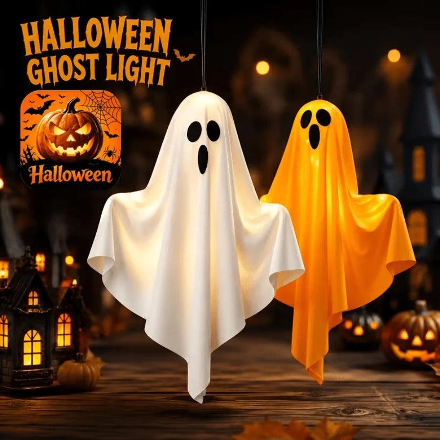 Decorações de Fantasmas LED para Halloween, Ornamentos de Fantasmas com Brilho Quente para Casa, Quarto e Decoração de Festa de Halloween