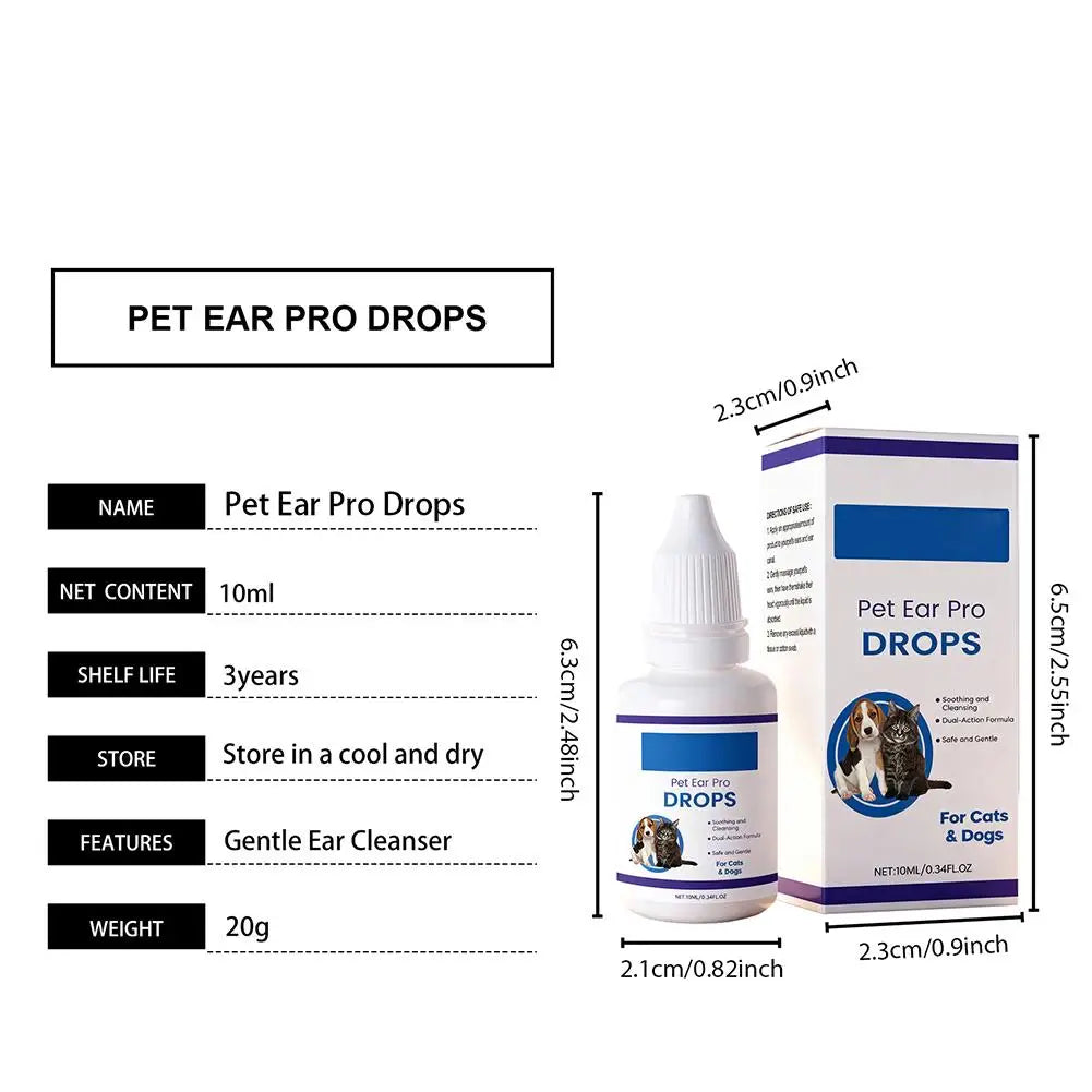 Gotas para Cuidado de Ouvidos de Animais de Estimação para Cães e Gatos Sensíveis, Seguras e Eficazes, 1/2/3 CAIXAS, Aliviam Coceira, Reduzem Odor, Líquido de Limpeza de Cera de Ouvido para Animais de Estimação