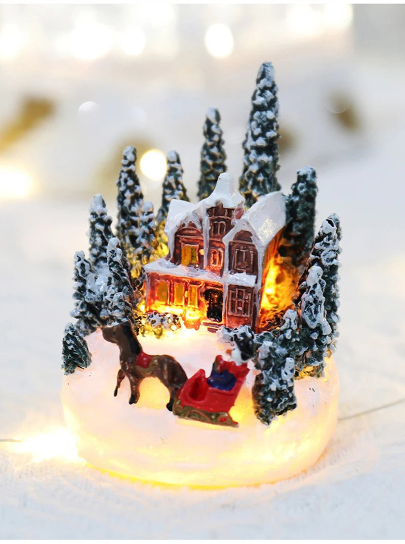 Decorações de natal led luzes da noite luminosa micro paisagem casa presente criativo das crianças natal ano novo ornamentos
