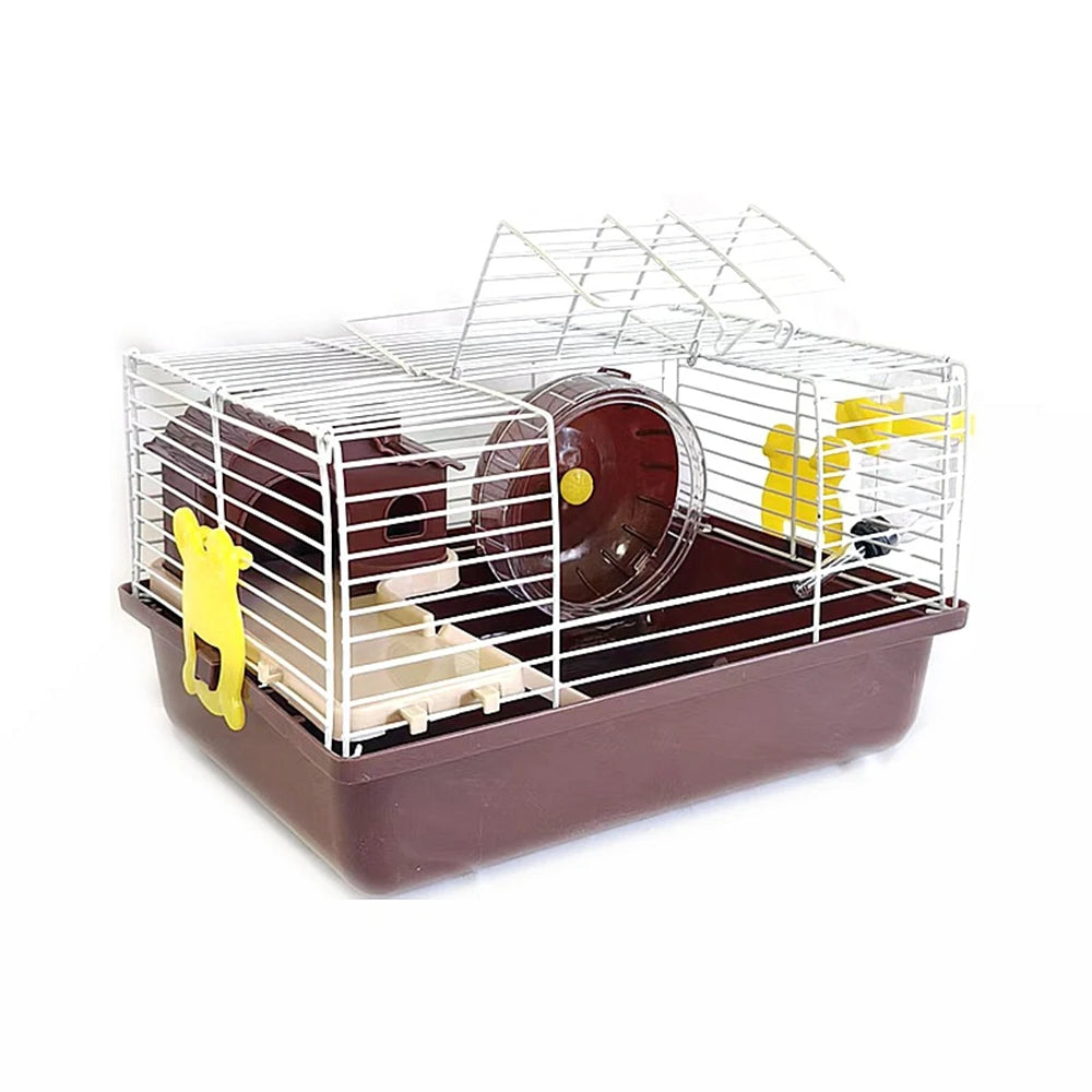 Gaiola de hamster pequena garrafa de água caixa de alimentação portátil transportadora carry case para suprimentos para animais de estimação caixa de gaiola de transporte com roda de corrida