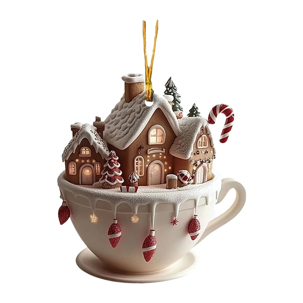 Decorações de árvore de natal 2d acrílico plano casa quente pequena xícara de café pendurado pingente ornamentos ano novo decoração de festa em casa