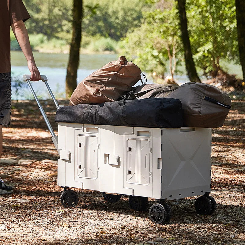 Carrinho de Camping para Exterior, Ferramentas de Piquenique, Mesa de Jantar Dobrável e Móvel para Carro, Carro de Camping Multifuncional