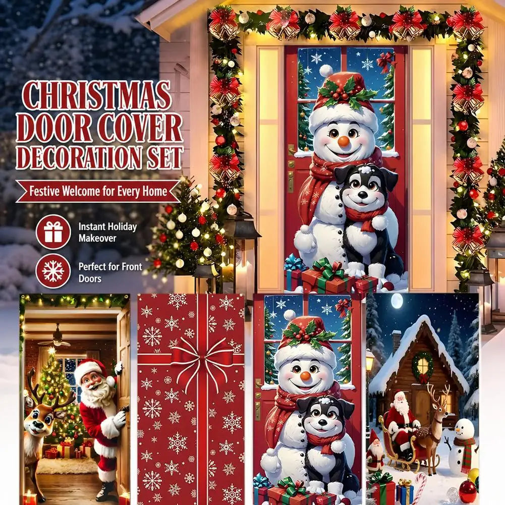 Decorações para cobrir a porta no Natal, banner com tema de Papai Noel e presentes, painel decorativo para a varanda, banner para a porta da frente, artigos para festas com tema de casa de campo.