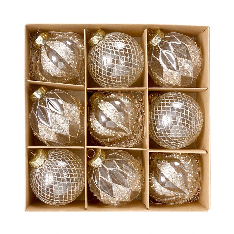 Conjunto de enfeites de bola de natal 8cm decoração de festa inquebrável pet decorações de árvore de natal bola de ouro para decoração de festa de feriado de natal