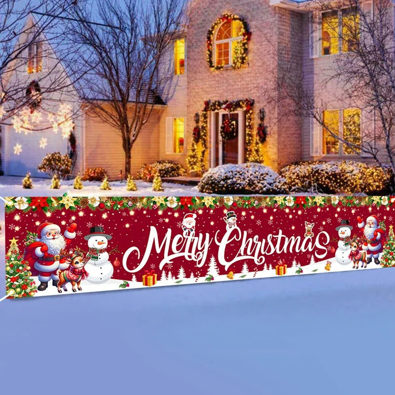 Banner de Natal para Exterior Decorações de Feliz Natal para Casa 2026 Decoração Externa Xmas Navidad Noel Natal Feliz Ano Novo 2027