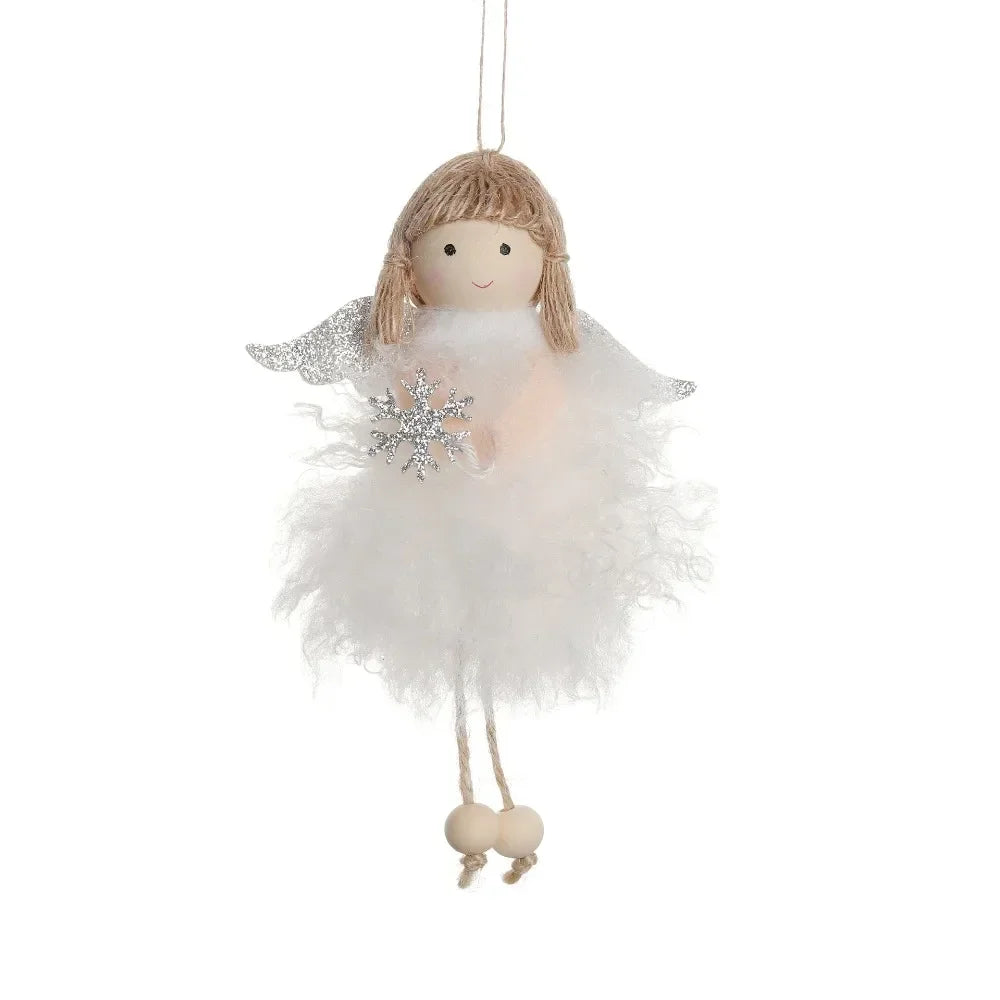 Natal Pendurado Malha Sequin Saia, Anjo Xmas Árvore Pingente Enfeites, Decoração de Casa, Noel, Presentes, 2022